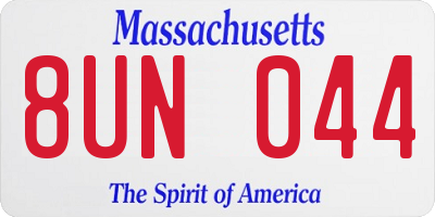 MA license plate 8UN044