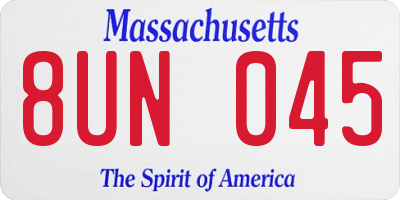 MA license plate 8UN045
