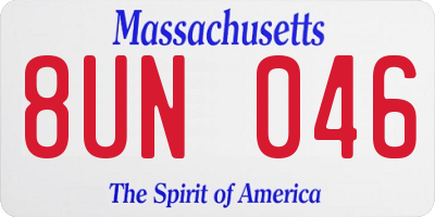 MA license plate 8UN046