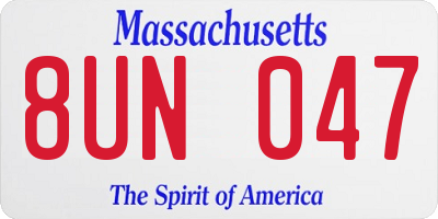 MA license plate 8UN047
