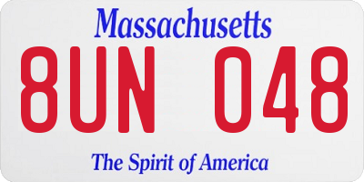 MA license plate 8UN048