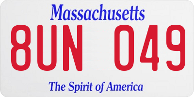 MA license plate 8UN049