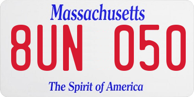 MA license plate 8UN050