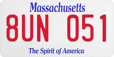 MA license plate 8UN051