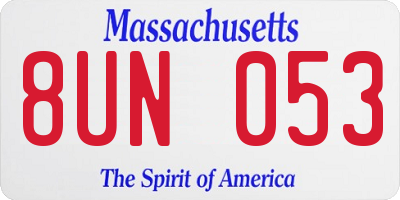 MA license plate 8UN053
