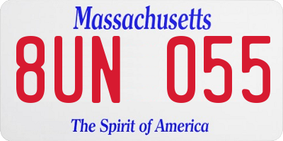 MA license plate 8UN055