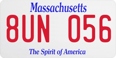 MA license plate 8UN056