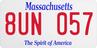 MA license plate 8UN057