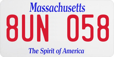 MA license plate 8UN058