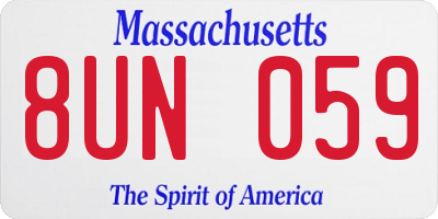 MA license plate 8UN059