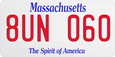 MA license plate 8UN060