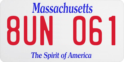 MA license plate 8UN061