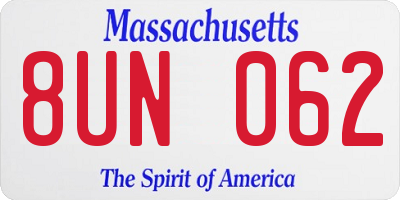 MA license plate 8UN062