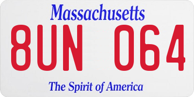 MA license plate 8UN064