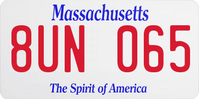 MA license plate 8UN065
