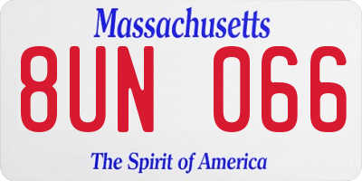 MA license plate 8UN066