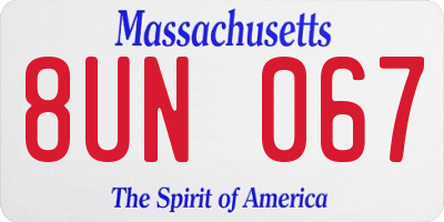 MA license plate 8UN067