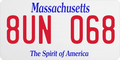 MA license plate 8UN068