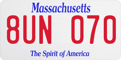 MA license plate 8UN070
