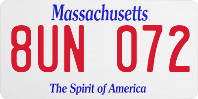 MA license plate 8UN072