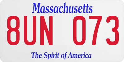 MA license plate 8UN073