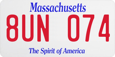 MA license plate 8UN074