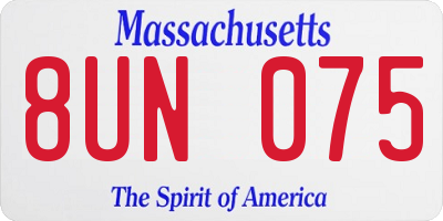 MA license plate 8UN075