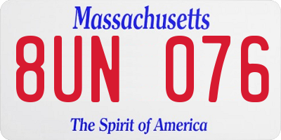 MA license plate 8UN076