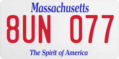 MA license plate 8UN077