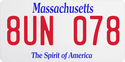 MA license plate 8UN078