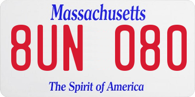 MA license plate 8UN080