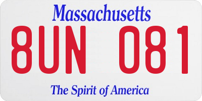 MA license plate 8UN081
