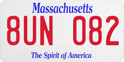 MA license plate 8UN082