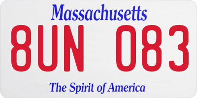 MA license plate 8UN083