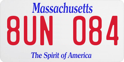 MA license plate 8UN084