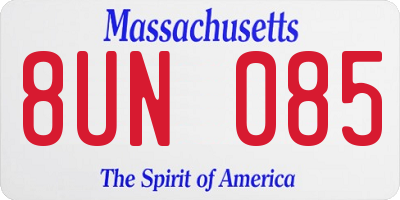 MA license plate 8UN085