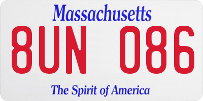 MA license plate 8UN086