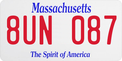 MA license plate 8UN087