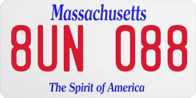 MA license plate 8UN088