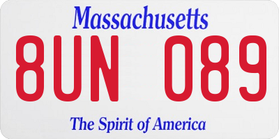 MA license plate 8UN089