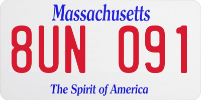MA license plate 8UN091