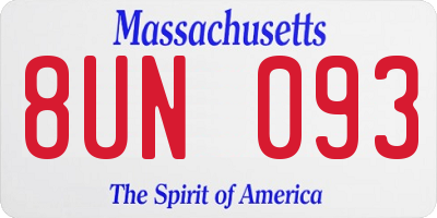 MA license plate 8UN093
