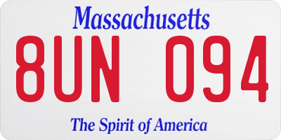 MA license plate 8UN094