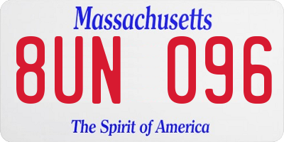 MA license plate 8UN096