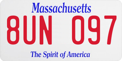 MA license plate 8UN097