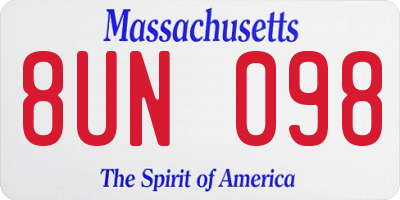 MA license plate 8UN098