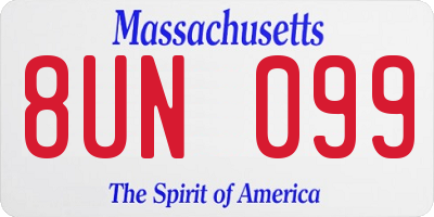 MA license plate 8UN099