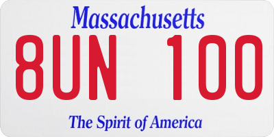 MA license plate 8UN100
