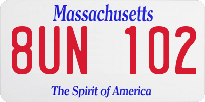 MA license plate 8UN102