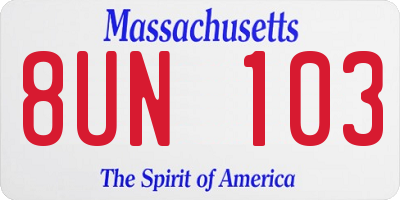 MA license plate 8UN103